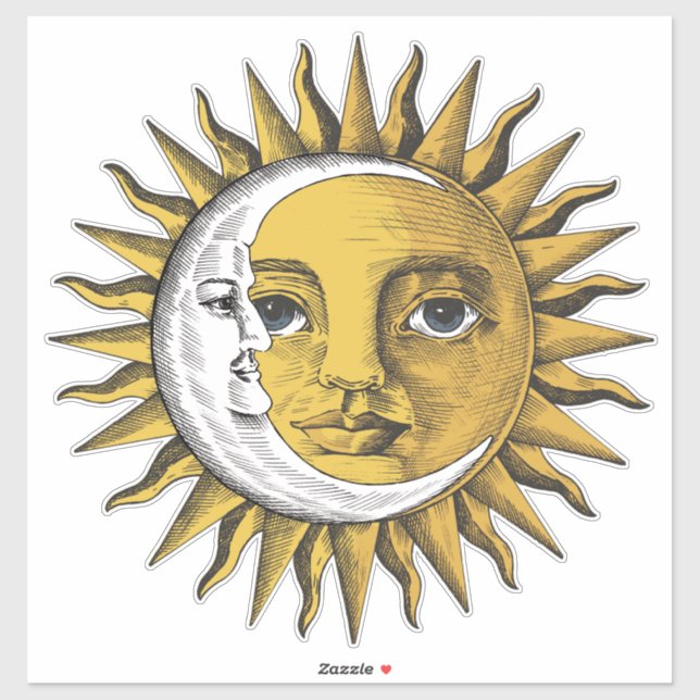 Mond und Sonne Aufkleber (Blatt)