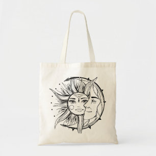 Mond und Sonne. Illustration Vintager Stile Tragetasche