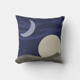 Mond- und Sonnennacht über Wüsten-Dünen-Wurfkissen Kissen