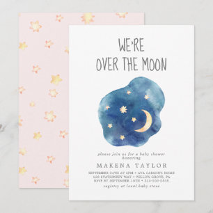 Mond und Stars Baby Girl Wir sind über dem Mond Einladung