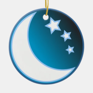 Mond und Stars Keramik Ornament
