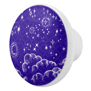 "Mond-und Stern-" Fach-Griff-Zug (WH/BLU/PUR) Keramikknauf