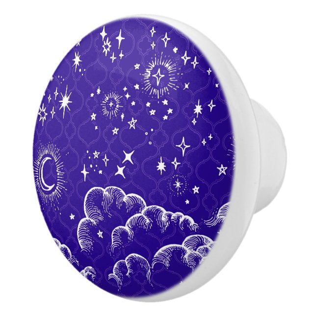 "Mond-und Stern-" Fach-Griff-Zug (WH/BLU/PUR) Keramikknauf (Rechts)