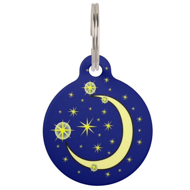 Mond und Stern-Haustier Identifikations-Umbau Haustiermarke (Vorderseite)
