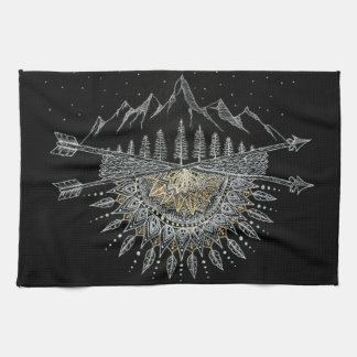 Mond-und Stern-Himmels-Gebirgszug-Mandala Küchentuch