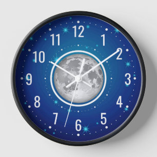 Mond und Sterne am Nachthimmel - Elegant Uhr