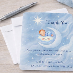 Mond und Sterne Baby Junge Baby Shower Dankeschön  Dankeskarte