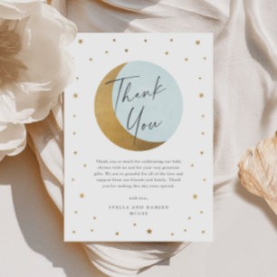 Mond und Sterne Baby Shower Dankeskarte