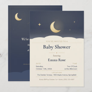 Mond und Sterne Baby Shower Einladung, Nachthimmel