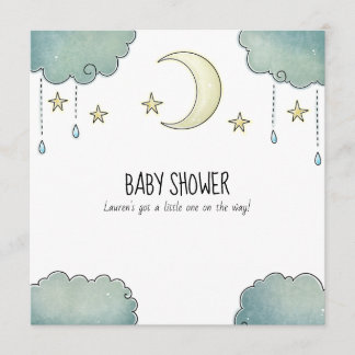 Mond und Sterne Babydusche Einladung
