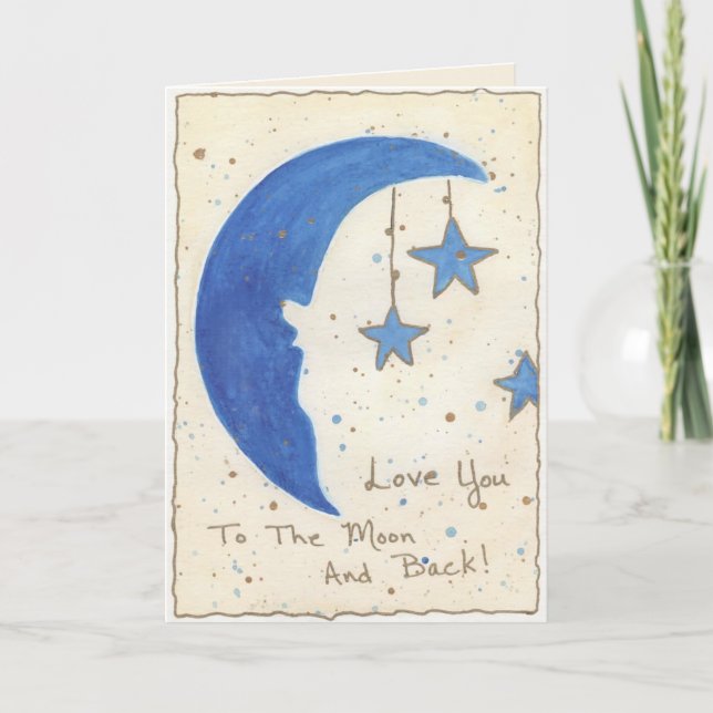 Mond und Sterne Dankeskarte (Vorderseite)