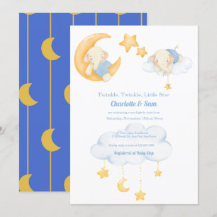 Mond und Sterne Einladungen für Elephant Baby Sh