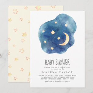 Mond und Sterne Geschlechtsneutrale Babydusche Einladung