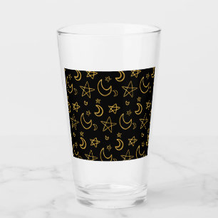 Mond- und Sterne-Goldmuster Glas