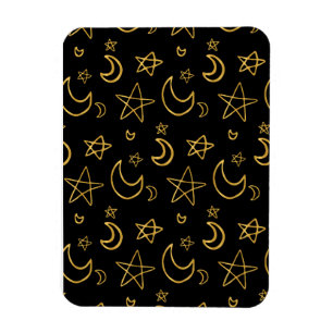 Mond- und Sterne-Goldmuster Magnet