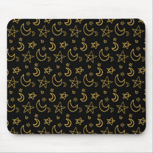 Mond- und Sterne-Goldmuster Mousepad
