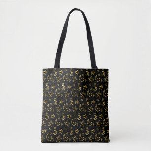 Mond- und Sterne-Goldmuster Tasche