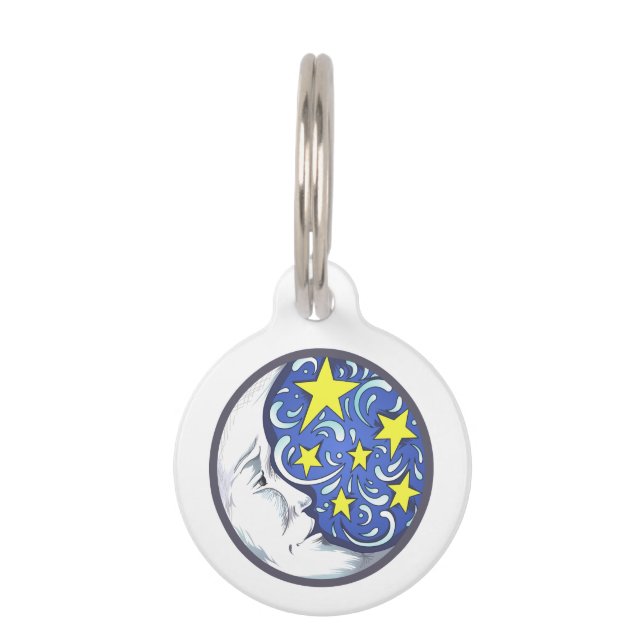 Mond und Sterne Haustiermarke (Vorderseite)