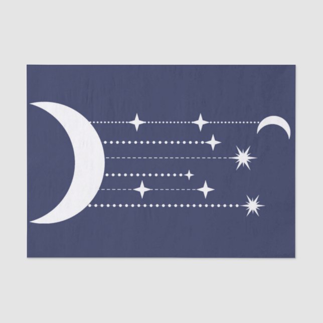Mond und Sterne lila Nachthimmel Seidenpapier (Vorderseite)