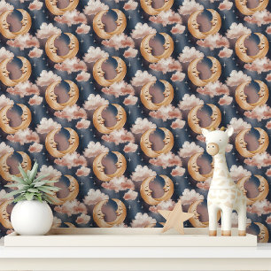 Mond und Sterne mit Wolken Tapete