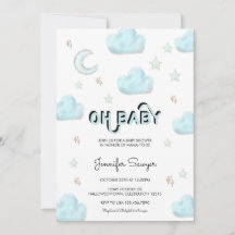 Mond und Sterne | Moderne Wasserfarben-Baby-Party