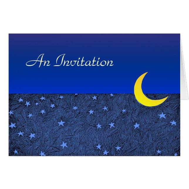 Mond und Sterne nach Maß geklappt Einladung (Vorderseite (Horizontal))