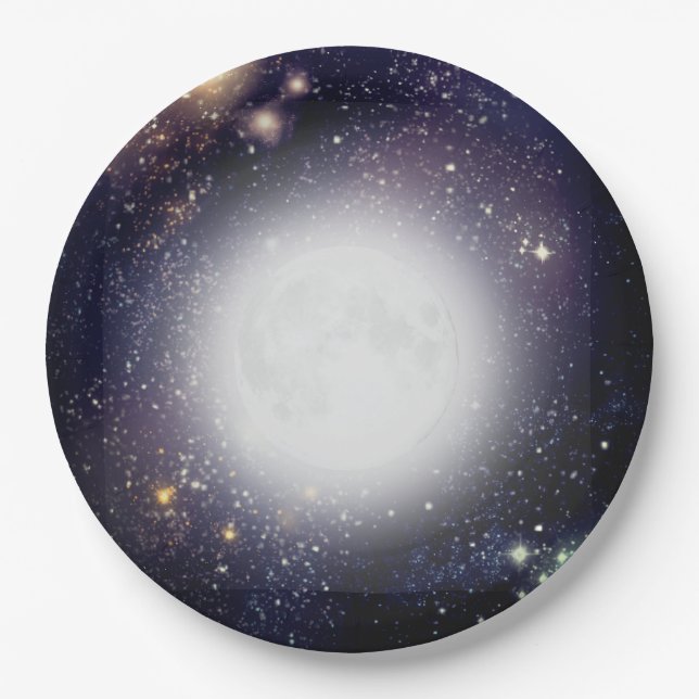 Mond und Sterne Pappteller (Vorderseite)