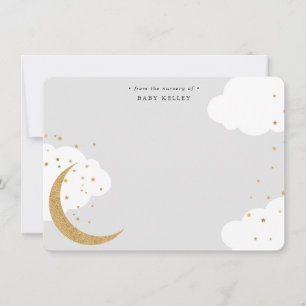 Mond und Sterne, personalisierte Baby-Flat Mitteilungskarte