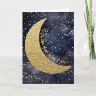 Mond und Sterne Romantischer Valentinstag Karte