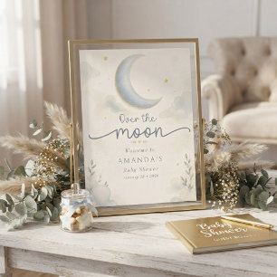 Mond und Sterne Über den Mond Baby Shower Poster