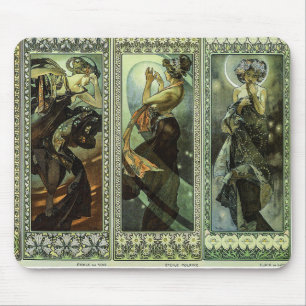Mond und Sterne von Alphonse Mucha Mousepad