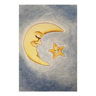 Mond- und Sternenmuster Poster