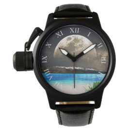 Mond und Strand Armbanduhr