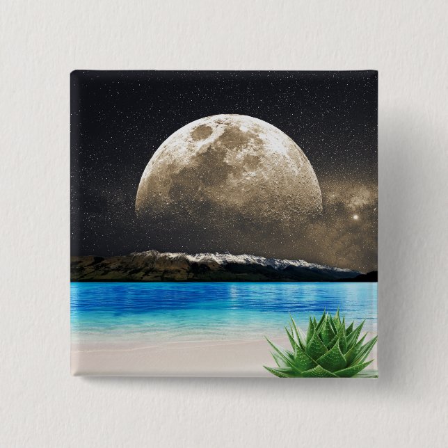 Mond und Strand Button (Vorderseite)