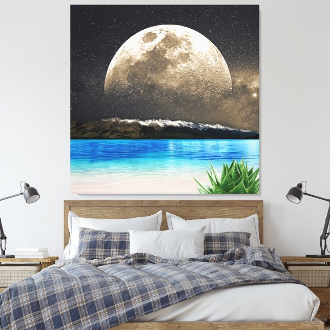Mond und Strand Leinwanddruck (Insitu (Schlafzimmer))