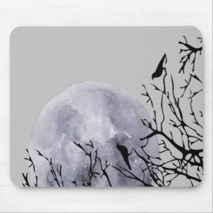 Mond und Vögel Mousepad