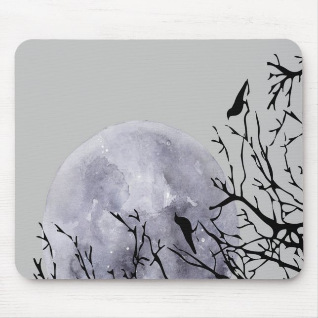 Mond und Vögel Mousepad (Vorne)