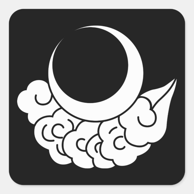 Mond und Wolke Quadratischer Aufkleber (Vorderseite)