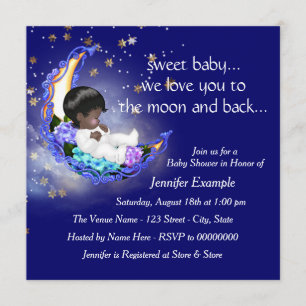 Mond und zurück Ethnische Babyparty Einladung