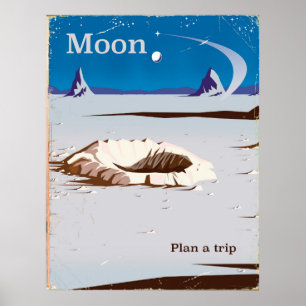 Mond - vintage Sci-Fi-Reiseposter Poster