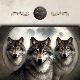 Mond Wolf Rudel Decoupage Seidenpapier