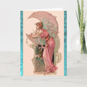 MONDAME, BLUMEN UND ROSEN, ROSA BLauer DAMAST Karte