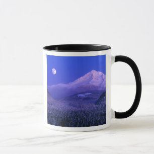 Mondaufgang über dem Mt Hood im Winter, Oregon Tasse