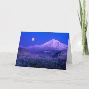 Mondaufgang über dem Mt. Hood Oregon im Winter Karte