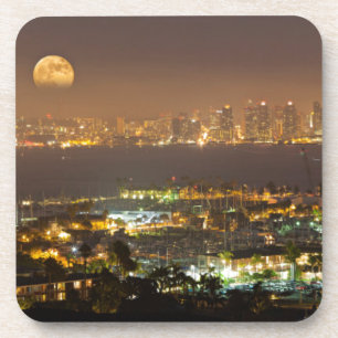 Mondaufgang über der Skyline von San Diego Untersetzer