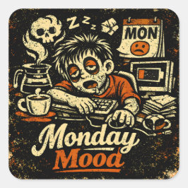 Monday Mood – Anti-Monday Work Humor Quadratischer Aufkleber