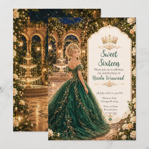 Mondbeglückter Smaragd-Garten Sweet Sixteen Einladung