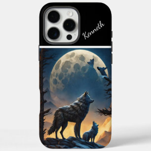 Mondbeleuchtete Nacht mit Howling Wolf iPhone 16 Pro Max Hülle