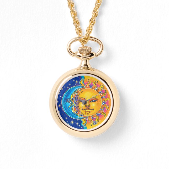 Mondbeobachtung und Sonnengoldumhüllung Armbanduhr (Vorderseite)