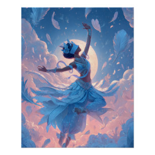 Mondbeschienene Balletttänzerin Himmelstanz Fantas Poster